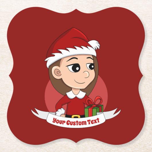 クリスマスカスタムガール漫画紙コースター ペーパーコースター (正面)