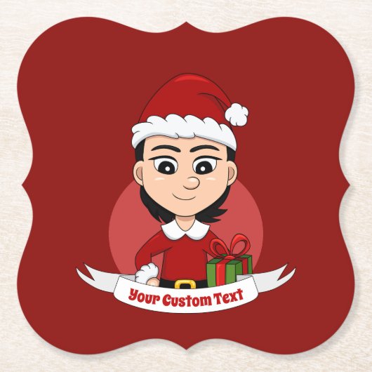 クリスマスカスタムガール漫画紙コースター ペーパーコースター (正面)