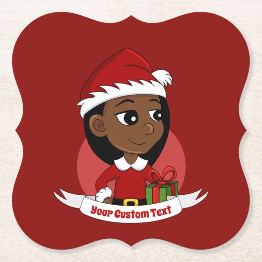 クリスマスカスタムガール漫画紙コースター ペーパーコースター (正面)