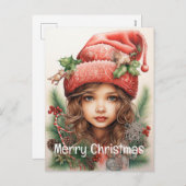 クリスマスカスタムガール25歳の女の子3 シーズンポストカード (正面/裏面)