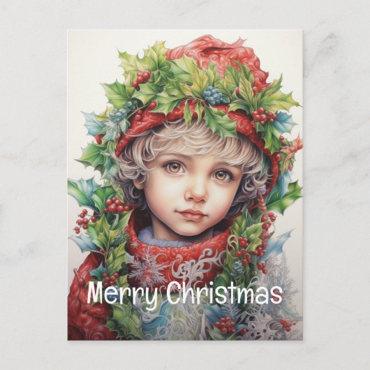 クリスマスカスタムガール25歳の女の子4 シーズンポストカード (正面)