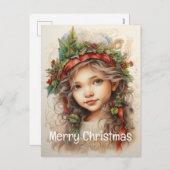 クリスマスカスタムガール25歳の女の子5 シーズンポストカード (正面/裏面)