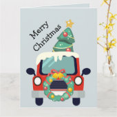 クリスマスカスタムクリスマスインサイドトラック車両自動車C カード (黄色い花)