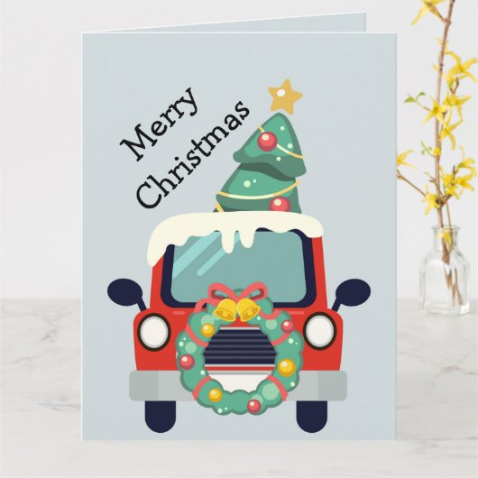 クリスマスカスタムクリスマスインサイドトラック車両自動車C カード (黄色い花)