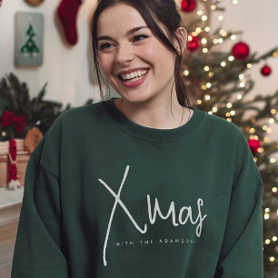 クリスマスカスタムクリスマスパーティーグリーン スウェットシャツ