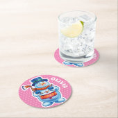 クリスマスカスタムコースター雪だるま冬のワンダーランド ラウンドペーパーコースター (インサイチュ)