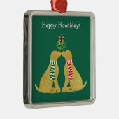 クリスマスカスタムゴールデンレトリバーキスをするズミストレトー メタルオーナメント (右)