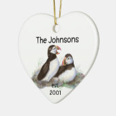 クリスマスカスタムデート一緒にパフィンバード セラミックオーナメント (左)
