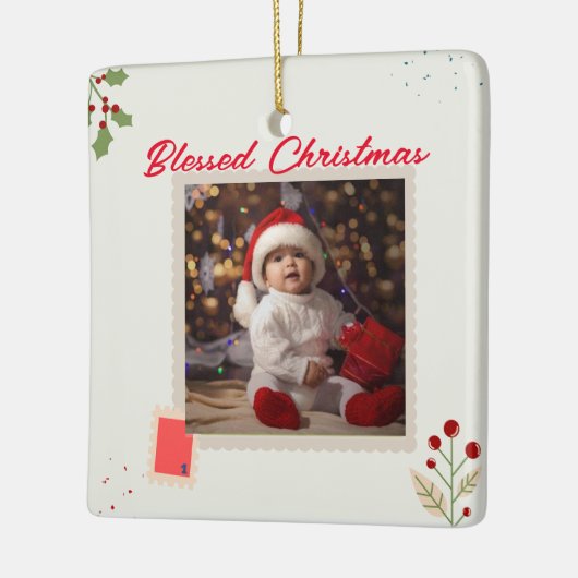 クリスマスカスタムフォトオーナメント セラミックオーナメント (左)