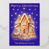 クリスマスカスタムフォト名トポグラフィ金ゴールド 箔シーズンカード (正面)