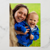 クリスマスカスタムフォト名トポグラフィ金ゴールド 箔シーズンカード (裏面)