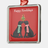 クリスマスカスタムブラックラボミスタレキスをするトー メタルオーナメント (左)