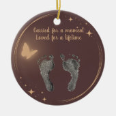 クリスマスカスタムベビー足プリント蝶 セラミックオーナメント (正面)