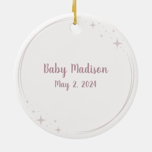 クリスマスカスタムベビー足プリント蝶 セラミックオーナメント (裏面)