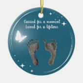 クリスマスカスタムベビー足プリント蝶 セラミックオーナメント (正面)