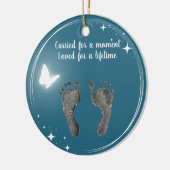 クリスマスカスタムベビー足プリント蝶 セラミックオーナメント (左)