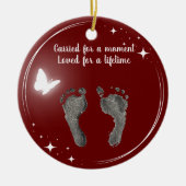 クリスマスカスタムベビー足プリント蝶 セラミックオーナメント (正面)