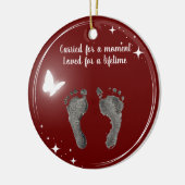 クリスマスカスタムベビー足プリント蝶 セラミックオーナメント (左)