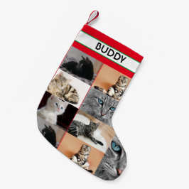 クリスマスカスタムペット名写真パーソナライズされた猫 スモールクリスマスストッキング