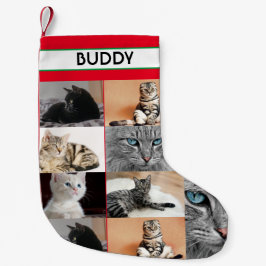 クリスマスカスタムペット名写真パーソナライズされた猫 スモールクリスマスストッキング