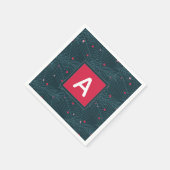 クリスマスカスタムモノグラムレッドグリーンホリデイ スタンダードカクテルナプキン (角)