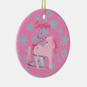 クリスマスカスタムユニコーン写真ピンクかわいい女の子 セラミックオーナメント (右)