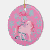 クリスマスカスタムユニコーン写真ピンクかわいい女の子 セラミックオーナメント (左)