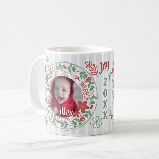 クリスマスカスタムリースうれしそうな休日 コーヒーマグカップ (正面左)