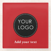 クリスマスカスタムレッドにビジネスロゴをアップロード ガラスコースター (正面)
