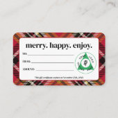 クリスマスカスタム休暇ロゴギフト証明書 名刺 (裏面)