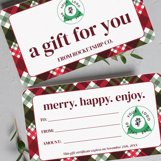 クリスマスカスタム休暇ロゴギフト証明書 名刺
