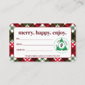 クリスマスカスタム休暇ロゴギフト証明書 名刺 (裏面)