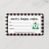 クリスマスカスタム休暇ロゴギフト証明書 名刺 (裏面)