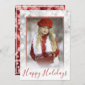 クリスマスカスタム写真シルバー赤ボケボーダー シーズンカード (正面/裏面)