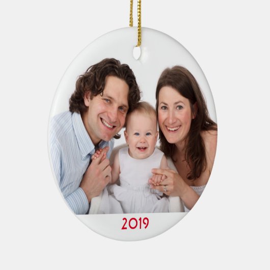 クリスマスカスタム写真テンプレートファミリー2019 クール年 セラミックオーナメント (右)