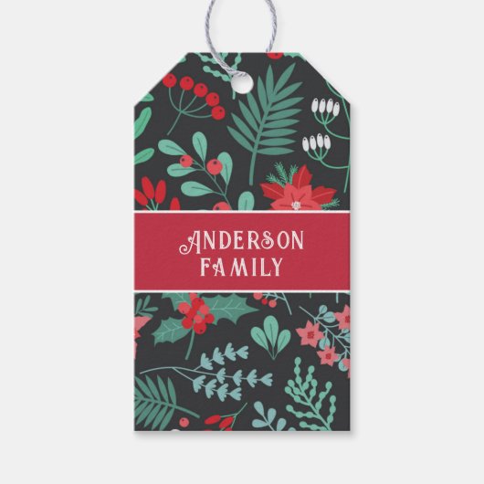 クリスマスカスタム名花柄 ギフトタグ (正面)
