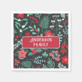 クリスマスカスタム名花柄 スタンダードカクテルナプキン (正面)