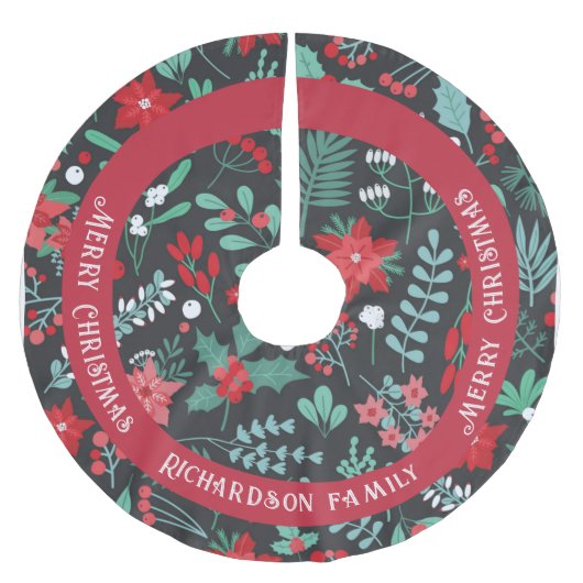 クリスマスカスタム名花柄 ブラッシュドポリエステルツリースカート (正面)