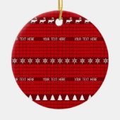 クリスマスカスタム文字レッドホワイトニットセーター セラミックオーナメント (正面)
