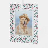 クリスマスカスタム犬の写真かわいい前足プリントペット ガラスオーナメント (正面左)