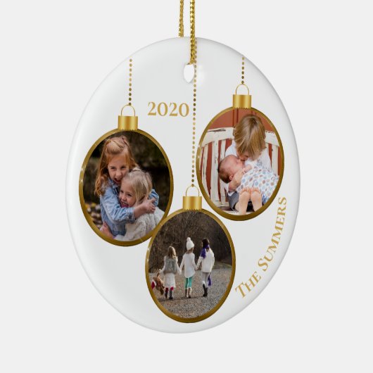 クリスマスカスタム金ゴールドフォトファミリーテンプレート セラミックオーナメント (右)