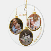 クリスマスカスタム金ゴールドフォトファミリーテンプレート セラミックオーナメント (左)