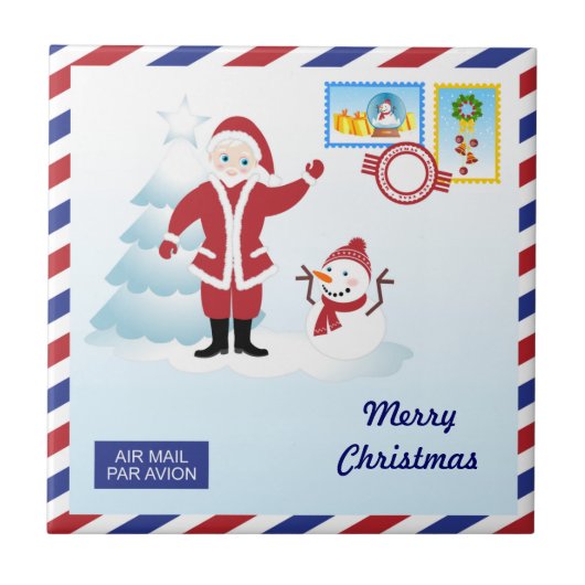 クリスマスカタツムリの郵便封筒 タイル (正面)