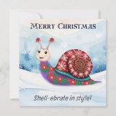 クリスマスカタツムリ雪フェスティバルプンおもしろいユーモアのある シーズンカード (正面)