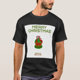 クリスマスカッケーメンズブラックベーシックTシャツ Tシャツ