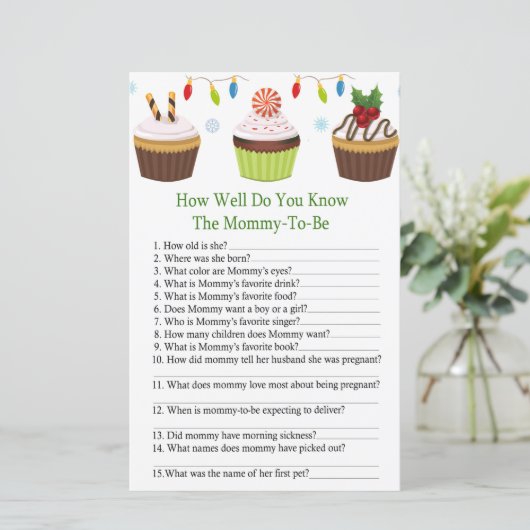 クリスマスカップケーキあなたがどれくらい赤ちゃんシャワーを知っているか (スタンド正面)