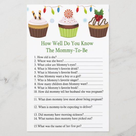 クリスマスカップケーキあなたがどれくらい赤ちゃんシャワーを知っているか (正面)