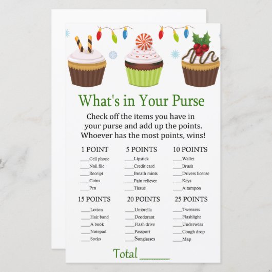 クリスマスカップケーキあなたの財布ゲームの中に何が (正面/裏面)