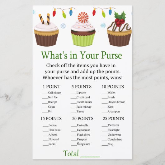 クリスマスカップケーキあなたの財布ゲームの中に何が (正面)