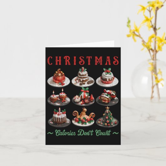 クリスマスカップケーキのクリスマスカロリーは健康をカウントしない カード (黄色い花)